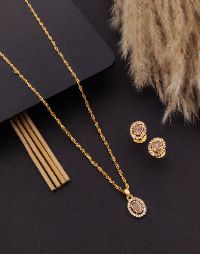 Lavanya Chain Pendant With Earrings Lavanya Chain Pendant With Earrings